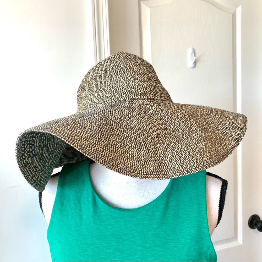 D&Y Navy/Brown Combo 100% Paper Floppy Sun Hat